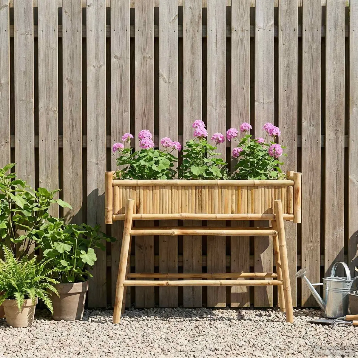 Bamboo Garden Planter with Holder Outdoor 100x38x74cm Brown