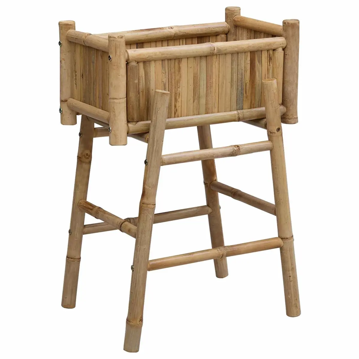 Garden Planter Bamboo 50 x 38 x 74 cm Natural Brown with Holder