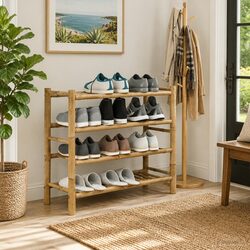 Functional Bamboo Shoe Rack with Shelf for Everyday Use