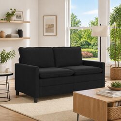 Ideal Black Velvet Sofa for Living Areas and Bedrooms