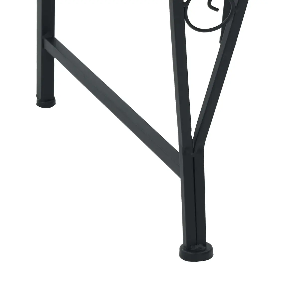 Half-Round Tree Bench 4-Seater Steel Black Outdoor Garden Furniture