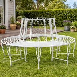 Practical 8-Seater Steel Tree Bench for Outdoor Use