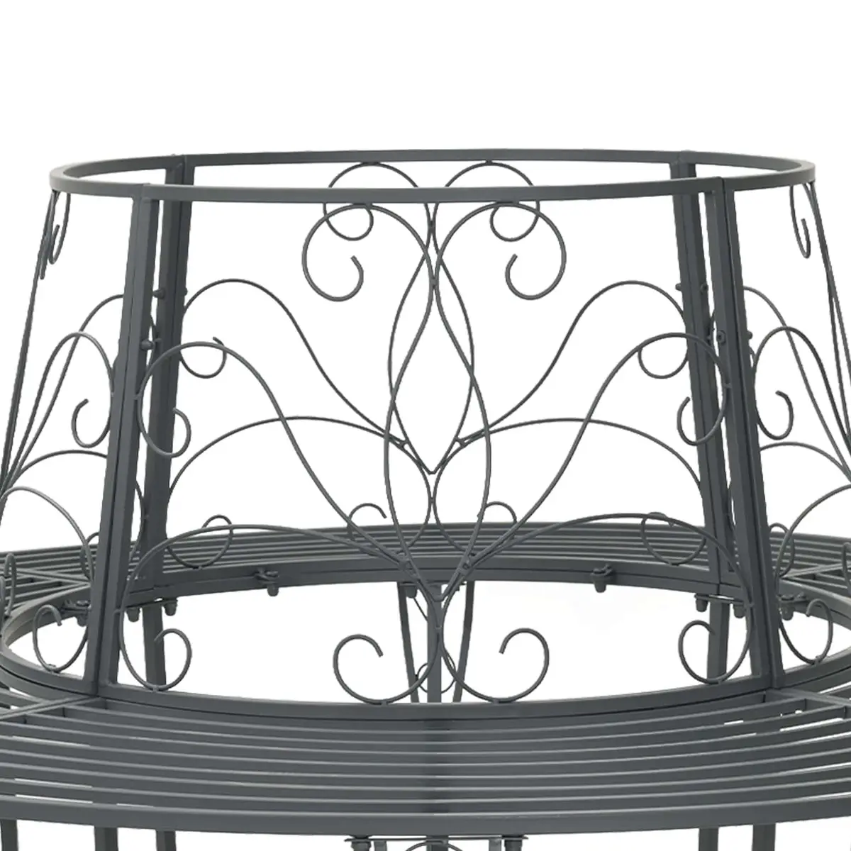 8-Seater Round Tree Bench Steel Ø 160 x 89 cm Grey