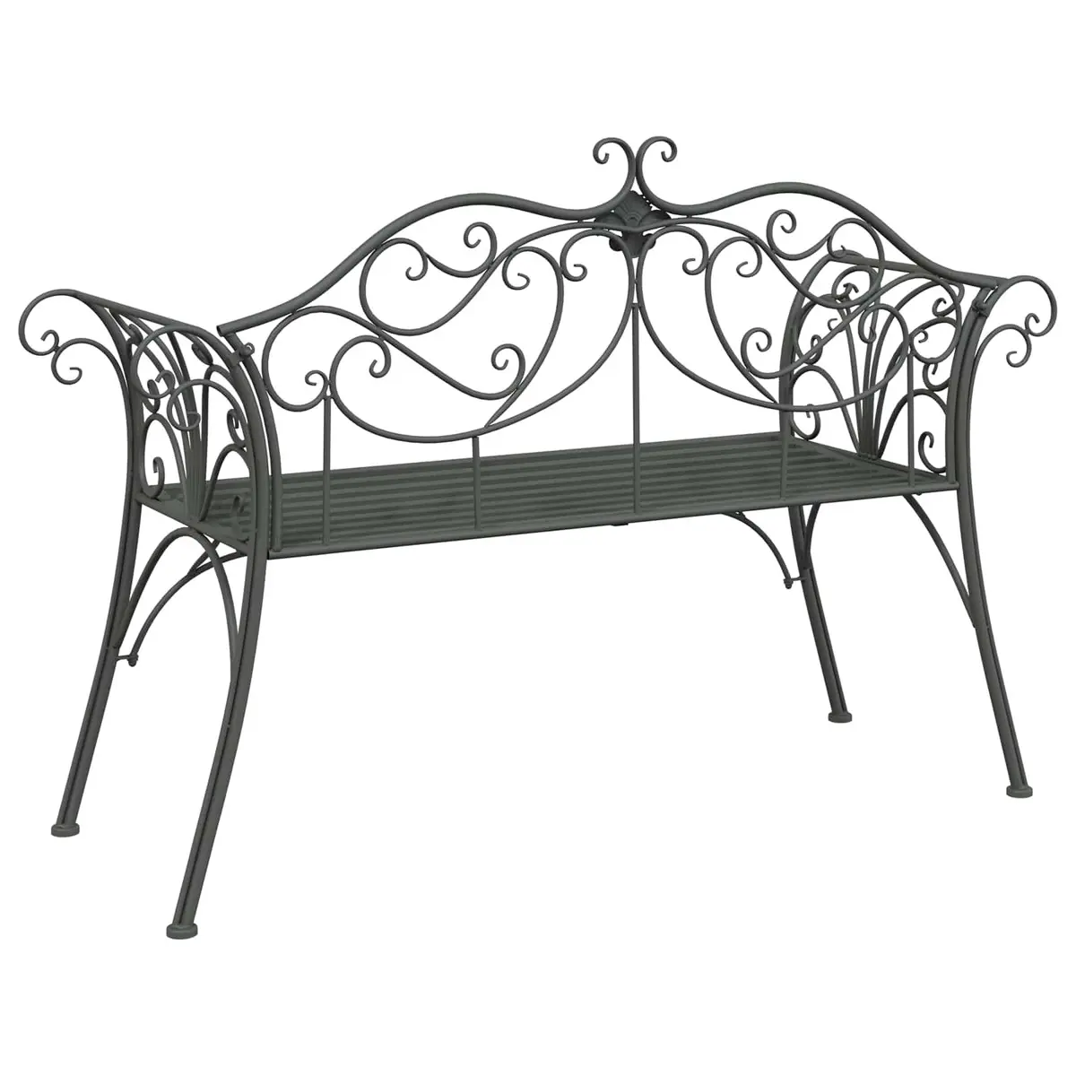 Outdoor Steel 130cm Silver Grey Garden Bench 2-Seater Seating Furniture