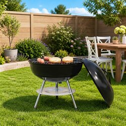Versatile Black Charcoal Grill 36.5cm for Backyard Cooking