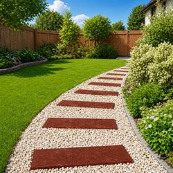 Stepping Stone 6 Pieces Red Rubber Garden Pathway Outdoor Backyard Decor
