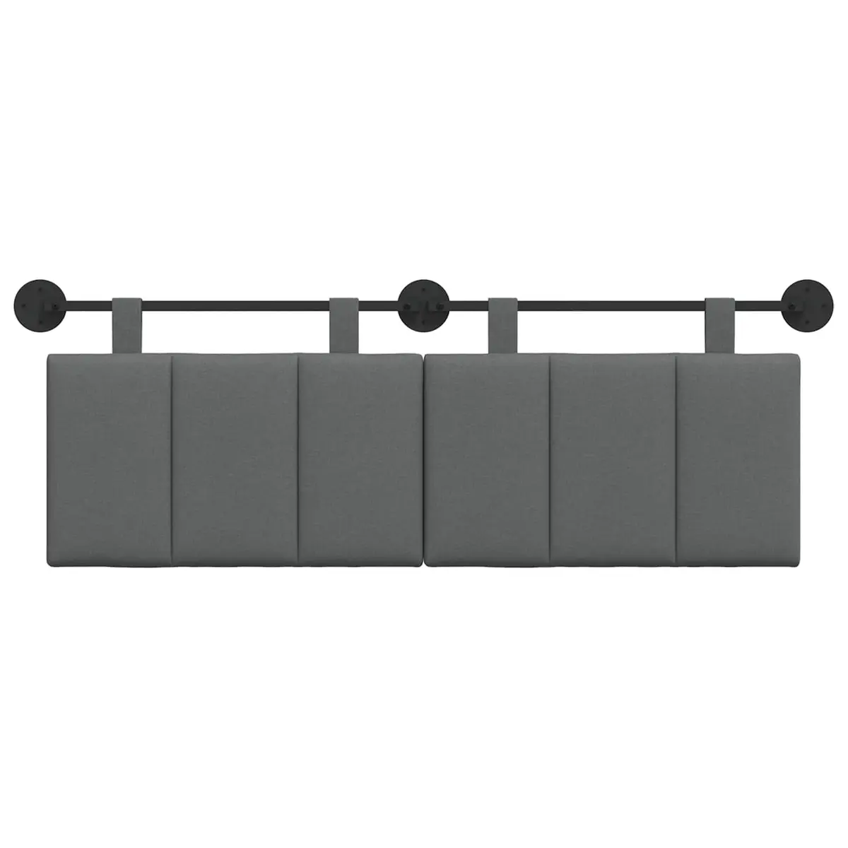 Hanging Headboard Wall-Mounted Dark Grey Upholstered Fabric Modern Bedroom Decor