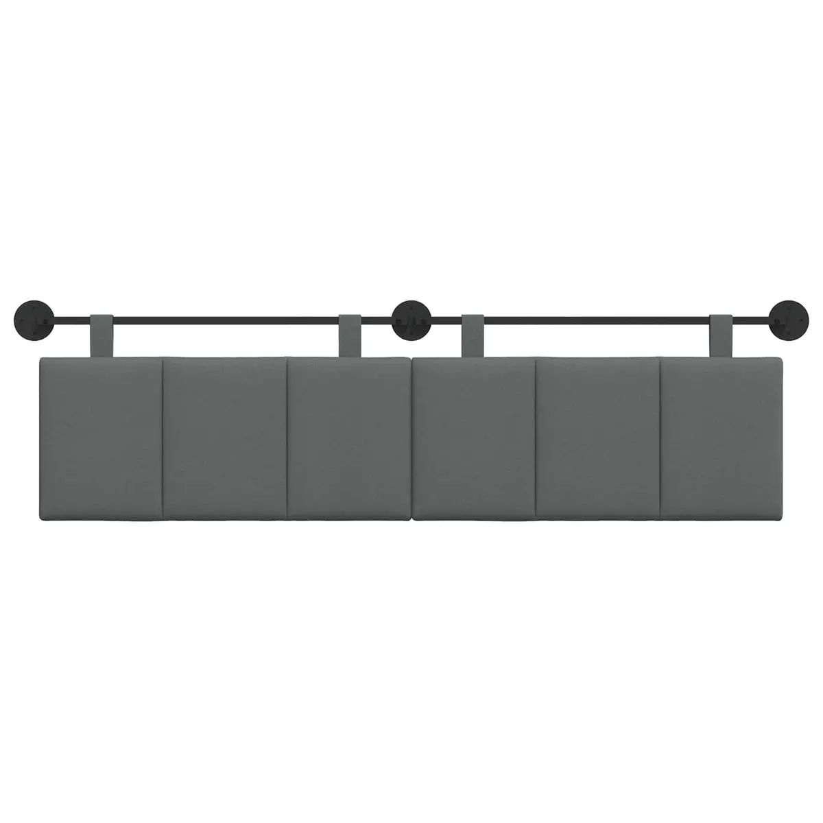 Hanging Headboard Wall Mounted Upholstered Fabric Rectangular Dark Grey Stripes