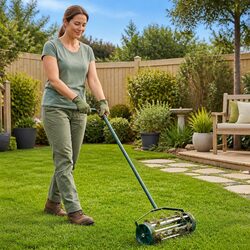 Practical Lawn Roller with Aerator Clamps for Garden Use