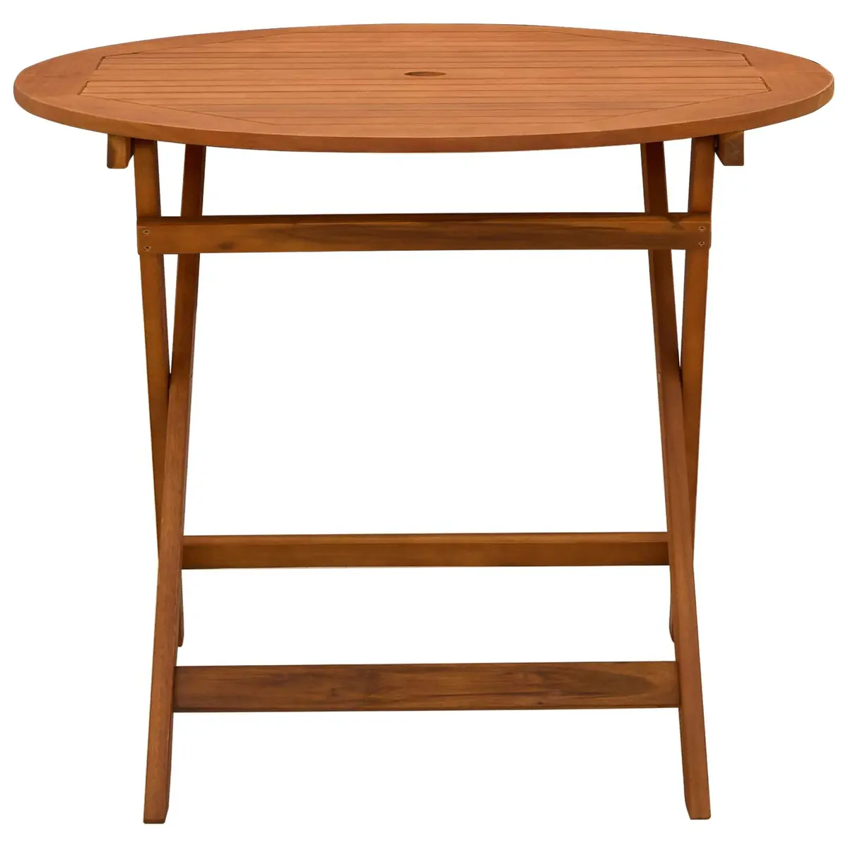 Round Folding Eucalyptus Garden Table for Outdoor Use