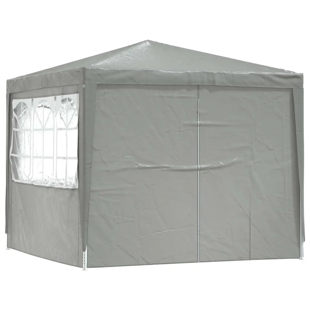 Party Tent Steel Frame 250x250x240cm Grey Outdoor Gazebo Canopy Zipper Door