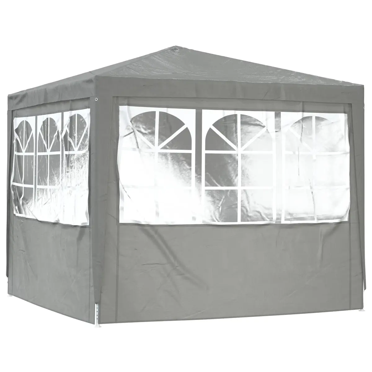 Party Tent Steel Frame 250x250x240cm Grey Outdoor Gazebo Canopy Zipper Door