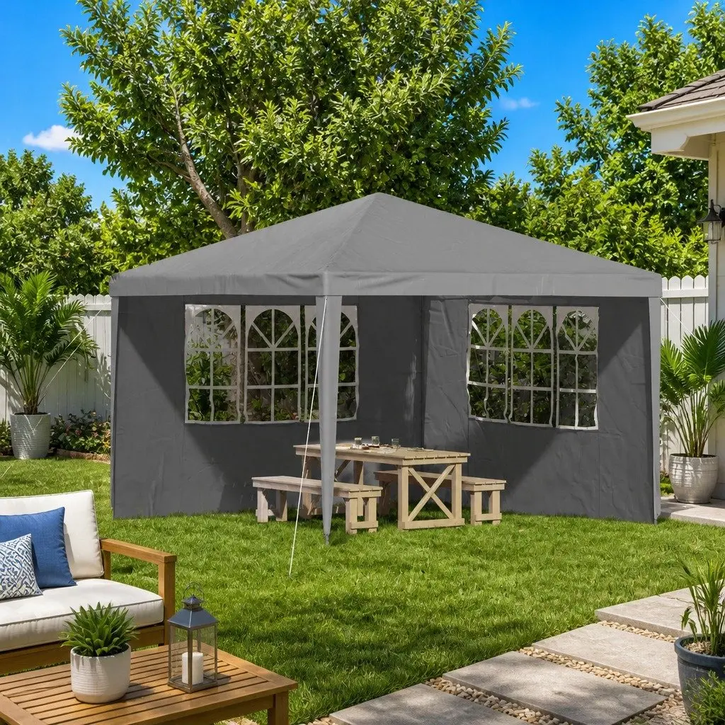 Party Tent Sidewall Panels PE 300 x 195 cm Grey