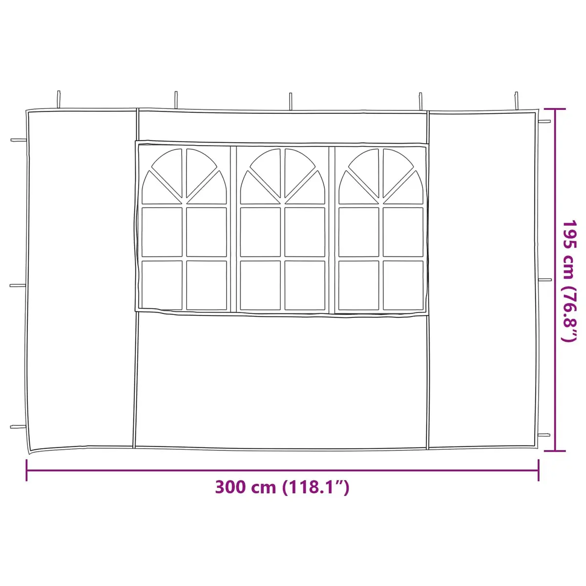 Party Tent Sidewall Panels PE 300 x 195 cm Grey