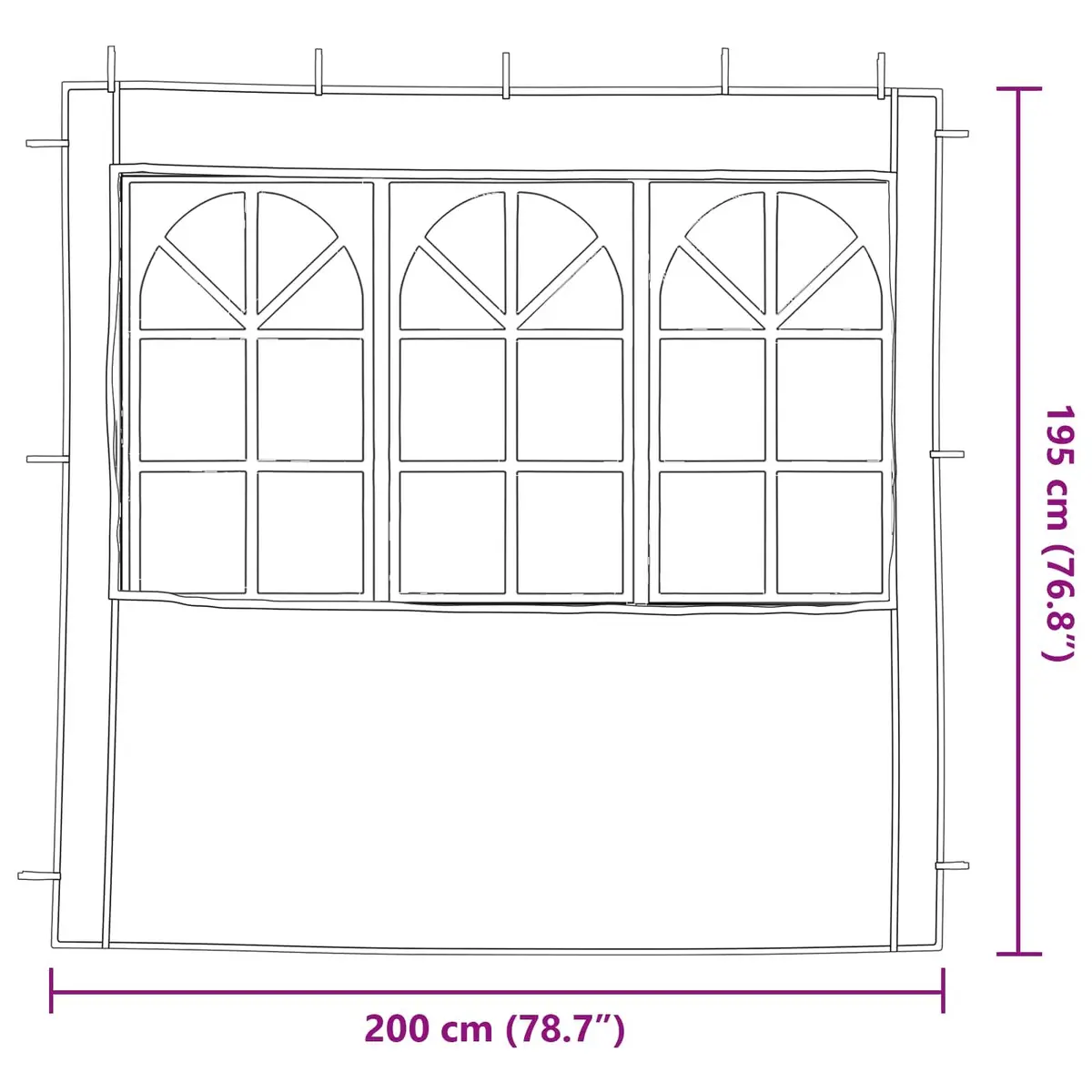 Party Tent Sidewall PE Fabric Steel 200 x 195 cm Anthracite