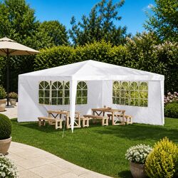 Weather-Resistant Tent Drapes 2 pcs 400 x 195 cm White PE Steel
