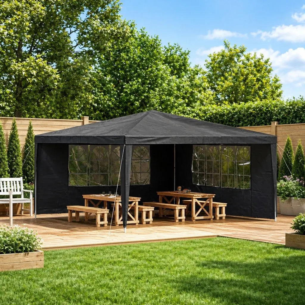Party Tent Sidewall 2 pcs 400 x 195 cm Anthracite Marquee Wall Panel with Window