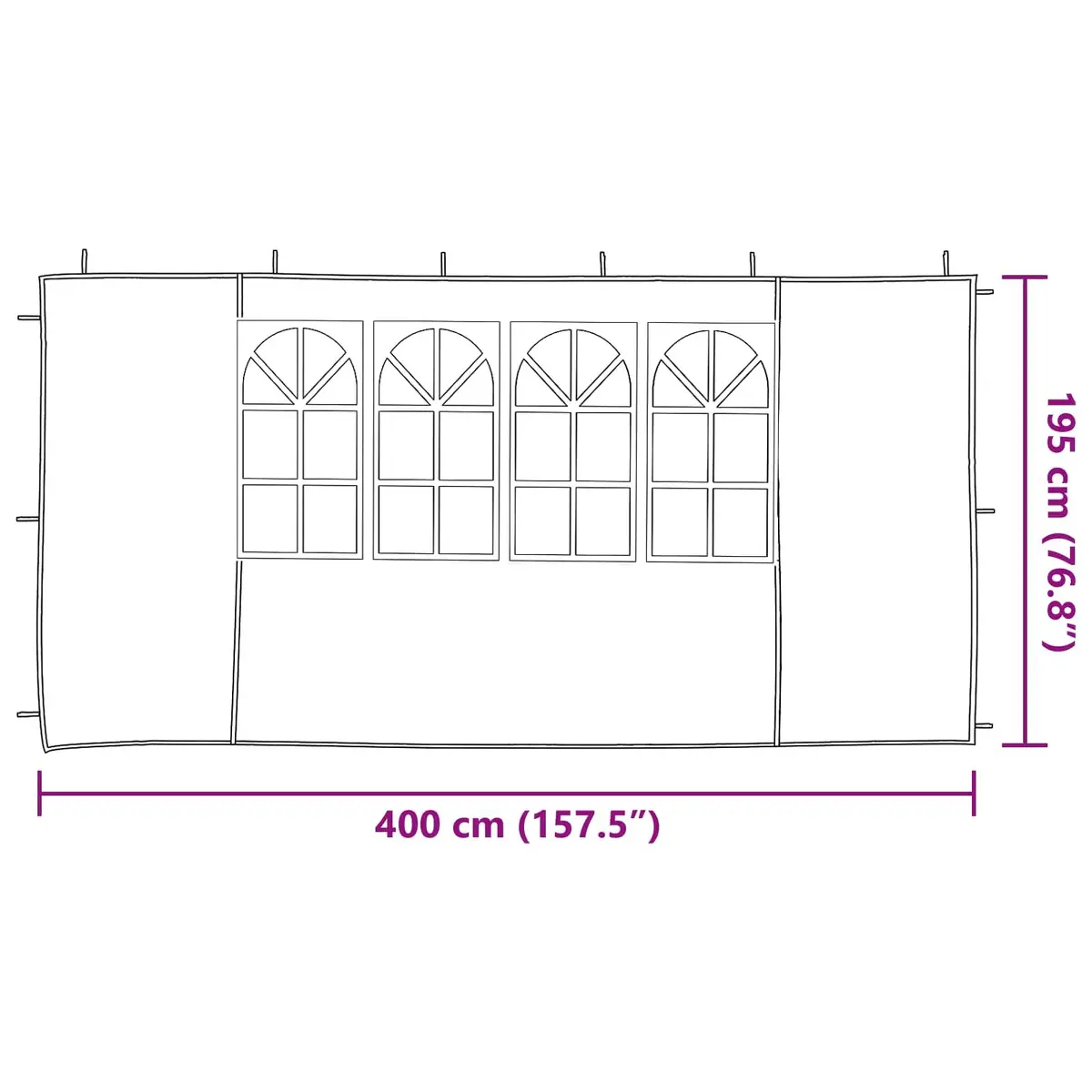 Party Tent Sidewall 2 pcs 400 x 195 cm Anthracite Marquee Wall Panel with Window