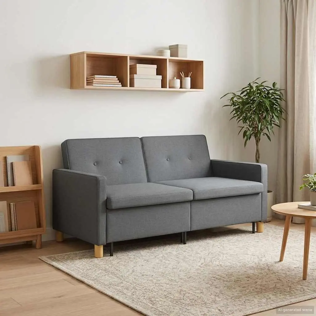 Dark Grey Sofa Bed with Adjustable Backrest