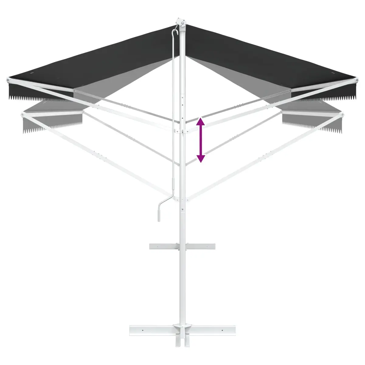 Free Standing Awning Anthracite 5 x 3 m Outdoor Patio Garden Shade Hand Crank