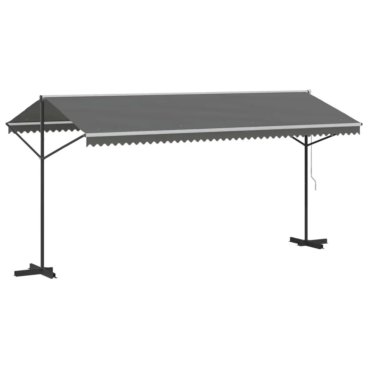 Free Standing Awning Powder-coated Steel 5 x 3 m Grey PU-coated Fabric