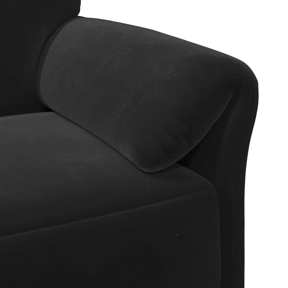 1-Seater Sofa Black Modern Living Room Couch Velvet Lounge Chair 88x83x95cm