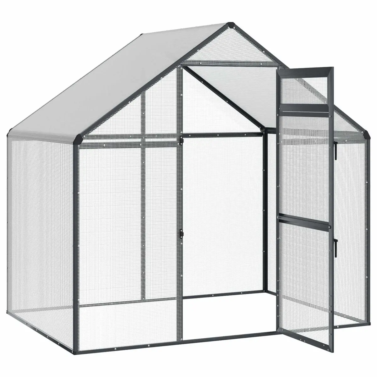 Bird Cage Welded Wire Mesh Aluminium Frame Outdoor Anthracite 181.5 x 110.5 x 173.5 cm