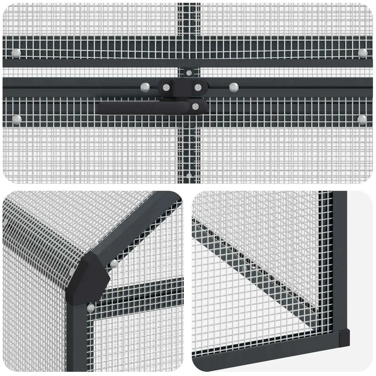 Bird Cage Welded Wire Mesh Aluminium Frame Outdoor Anthracite 181.5 x 110.5 x 173.5 cm
