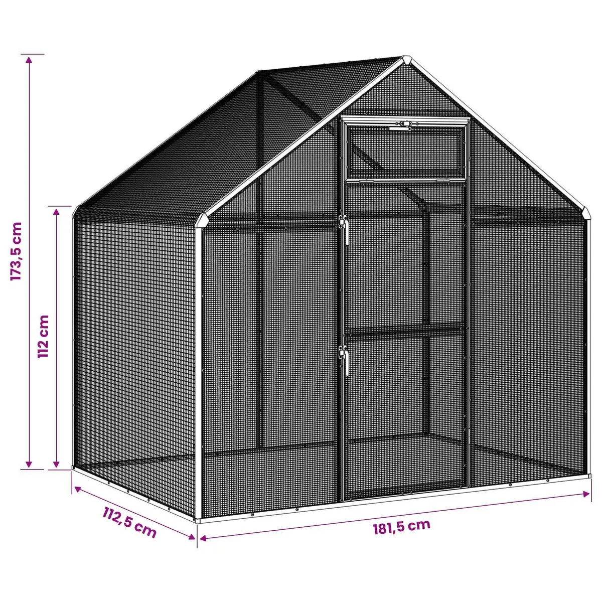 Bird Cage Welded Wire Mesh Aluminium Frame Outdoor Anthracite 181.5 x 110.5 x 173.5 cm