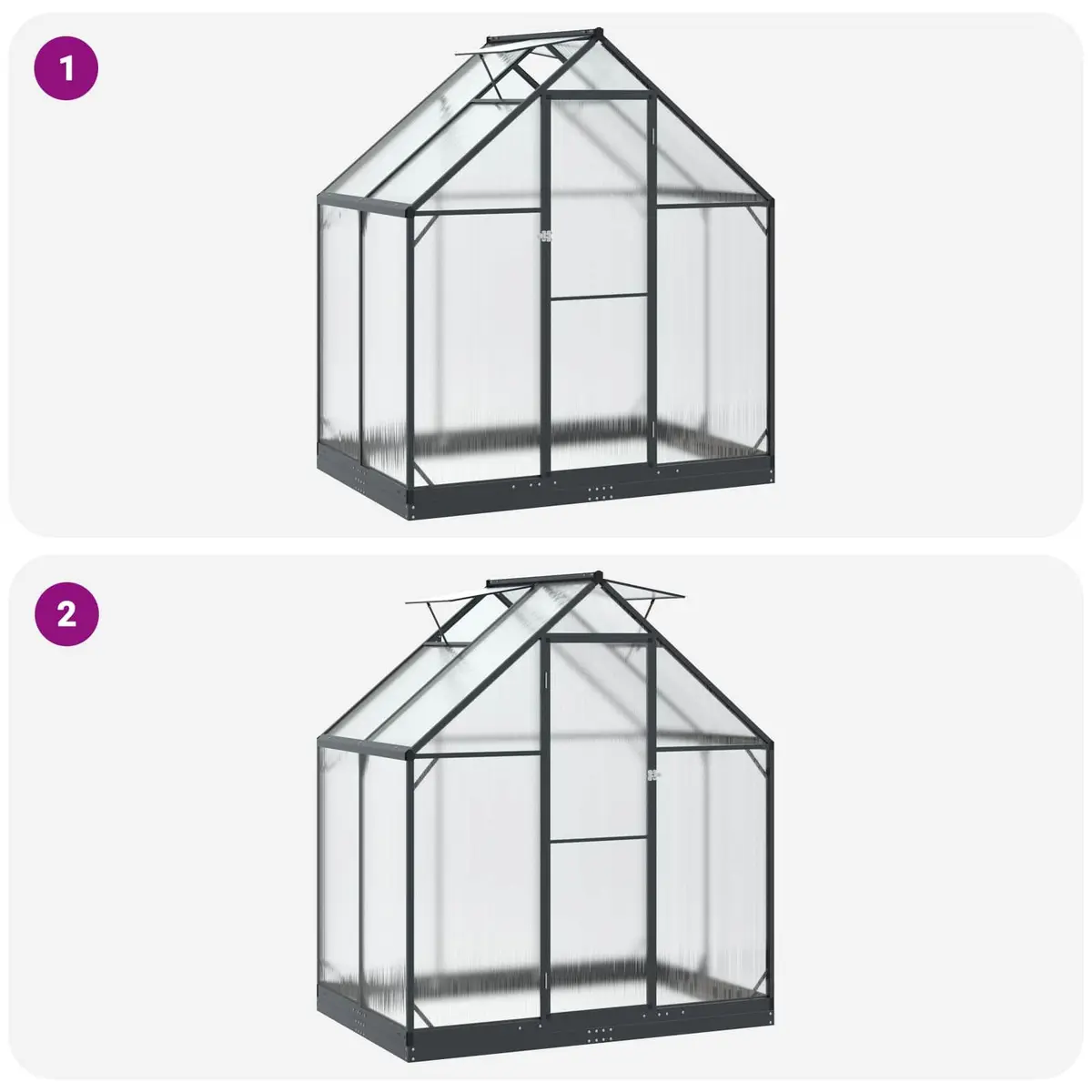 Garden Greenhouse Tunnel Adjustable Height Portable Weather-Resistant Anthracite 183.5x123x207cm