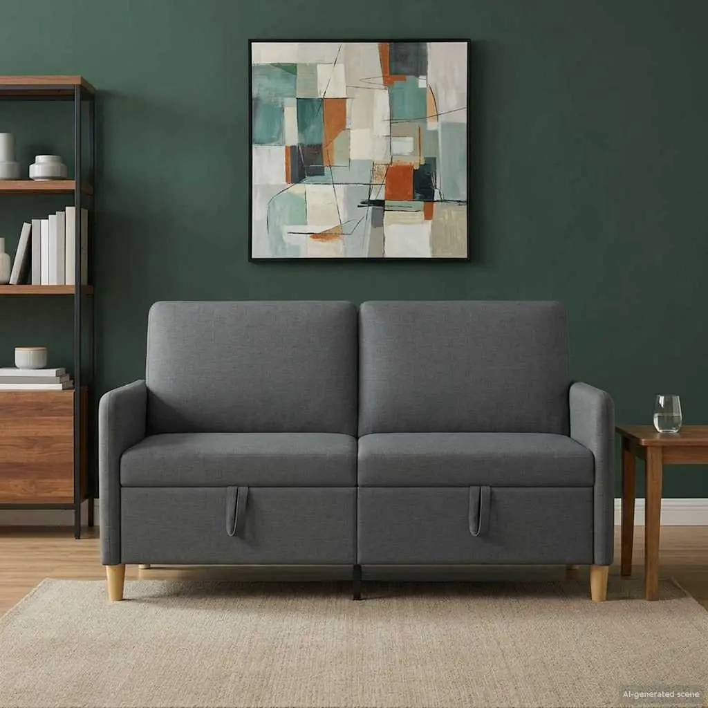 Dark Grey Storage Sofa 152cm Modern Lift-Up Seat Living Room Furniture