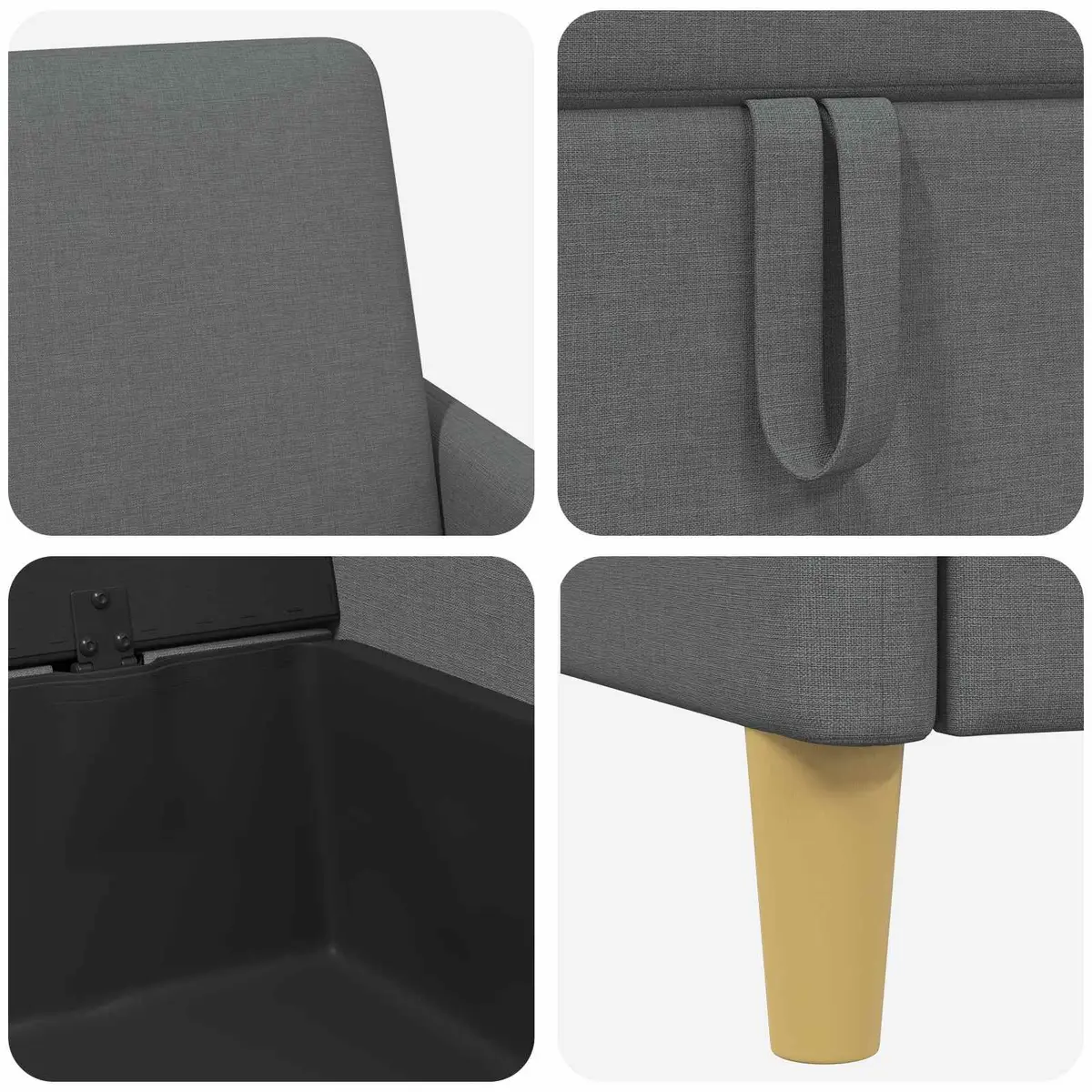 Dark Grey Storage Sofa Modern Lift-Up Seat Living Room Furniture Removable