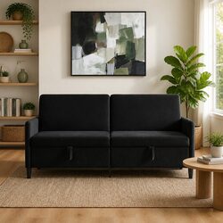 Versatile Black Sofa for Practical Storage Solutions