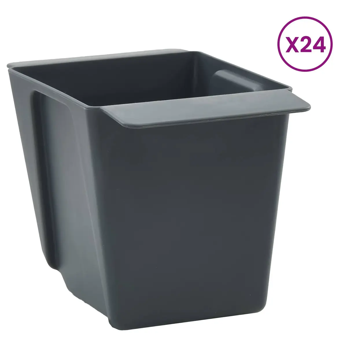 Garden Planters Grey Polypropylene 13.5 x 9 x 9.5 cm Compatible with Euro Pallets Set of 12