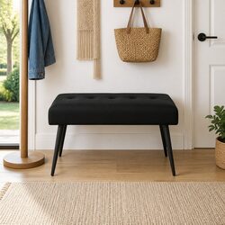 Versatile Black Velvet Bench for Home Use