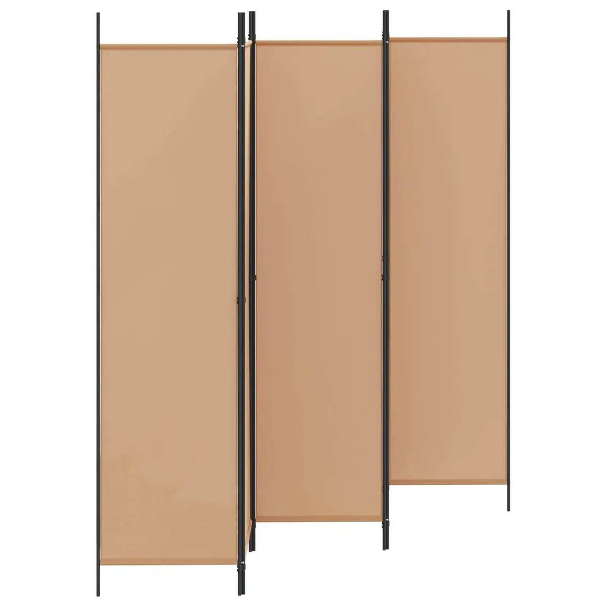Room Divider Fabric 5-Panel Folding Beige Indoor Partition Wall