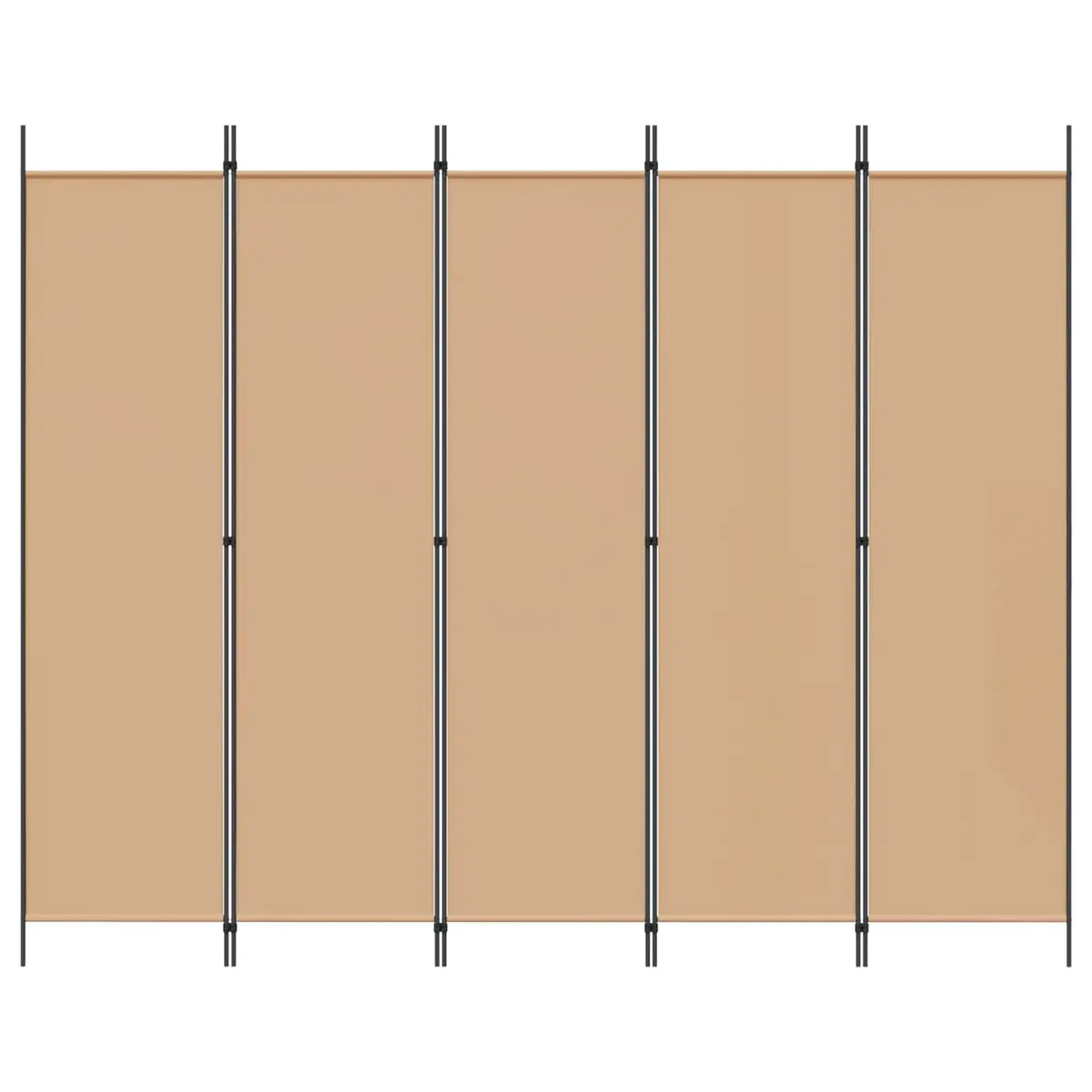 Room Divider Fabric 5-Panel Folding Beige Indoor Partition Wall