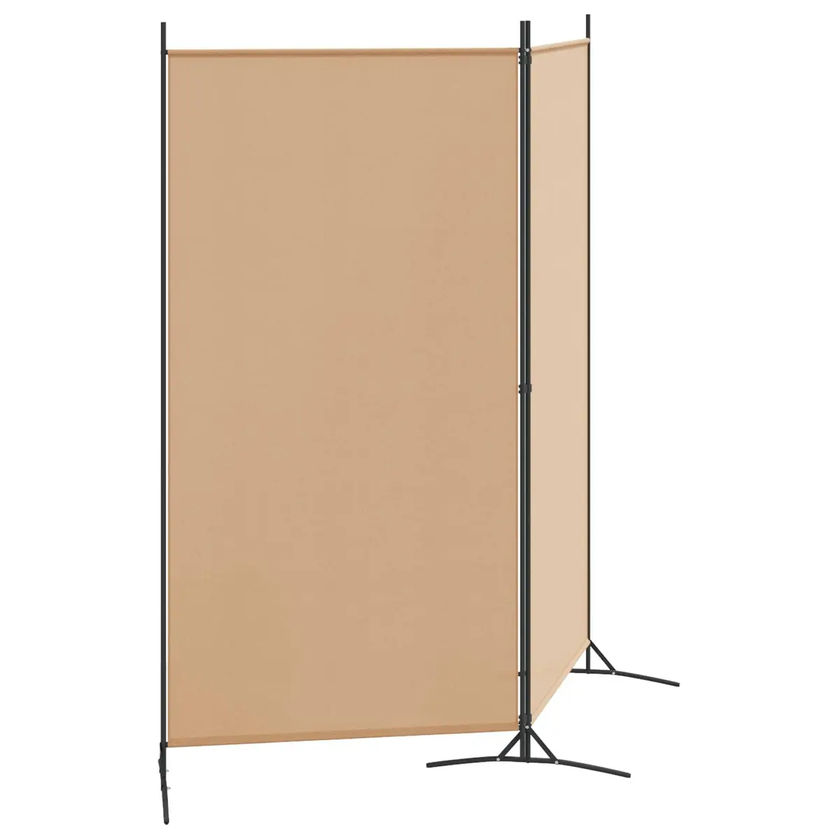 2-Panel Room Divider Folding Privacy Screen Beige Fabric 175 x 180 cm Indoor Space Divider