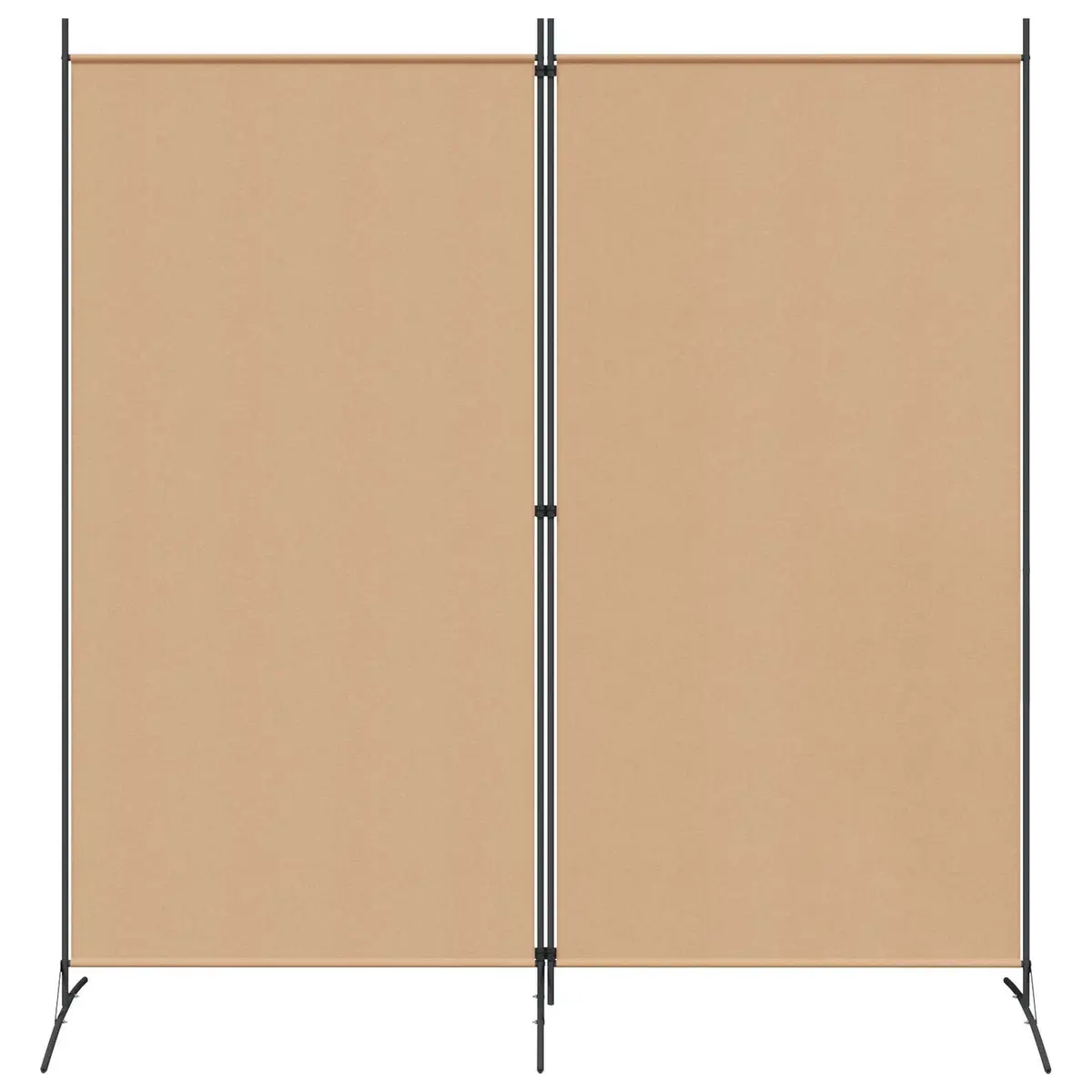 2-Panel Room Divider Folding Privacy Screen Beige Fabric 175 x 180 cm Indoor Space Divider