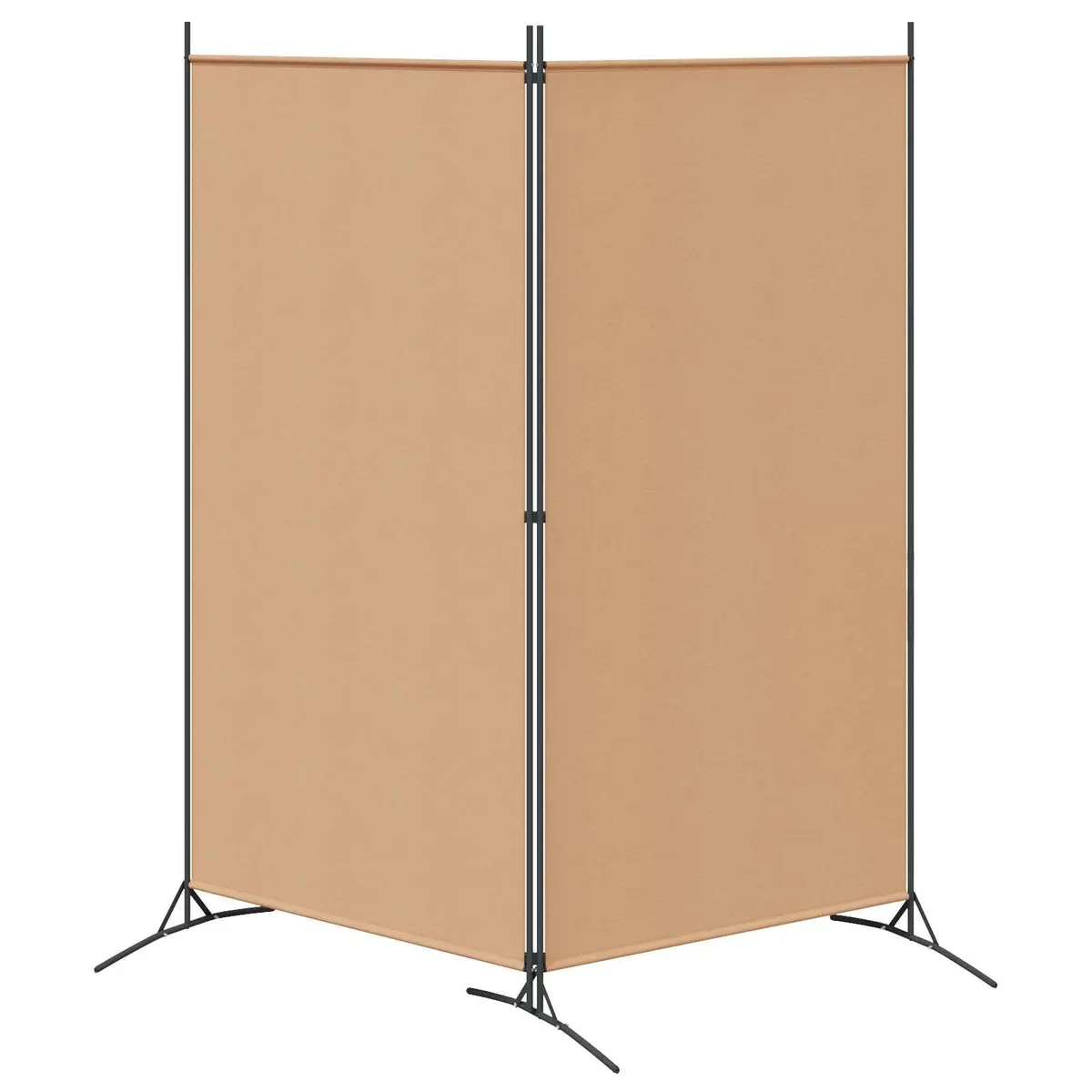 2-Panel Room Divider Folding Privacy Screen Beige Fabric 175 x 180 cm Indoor Space Divider