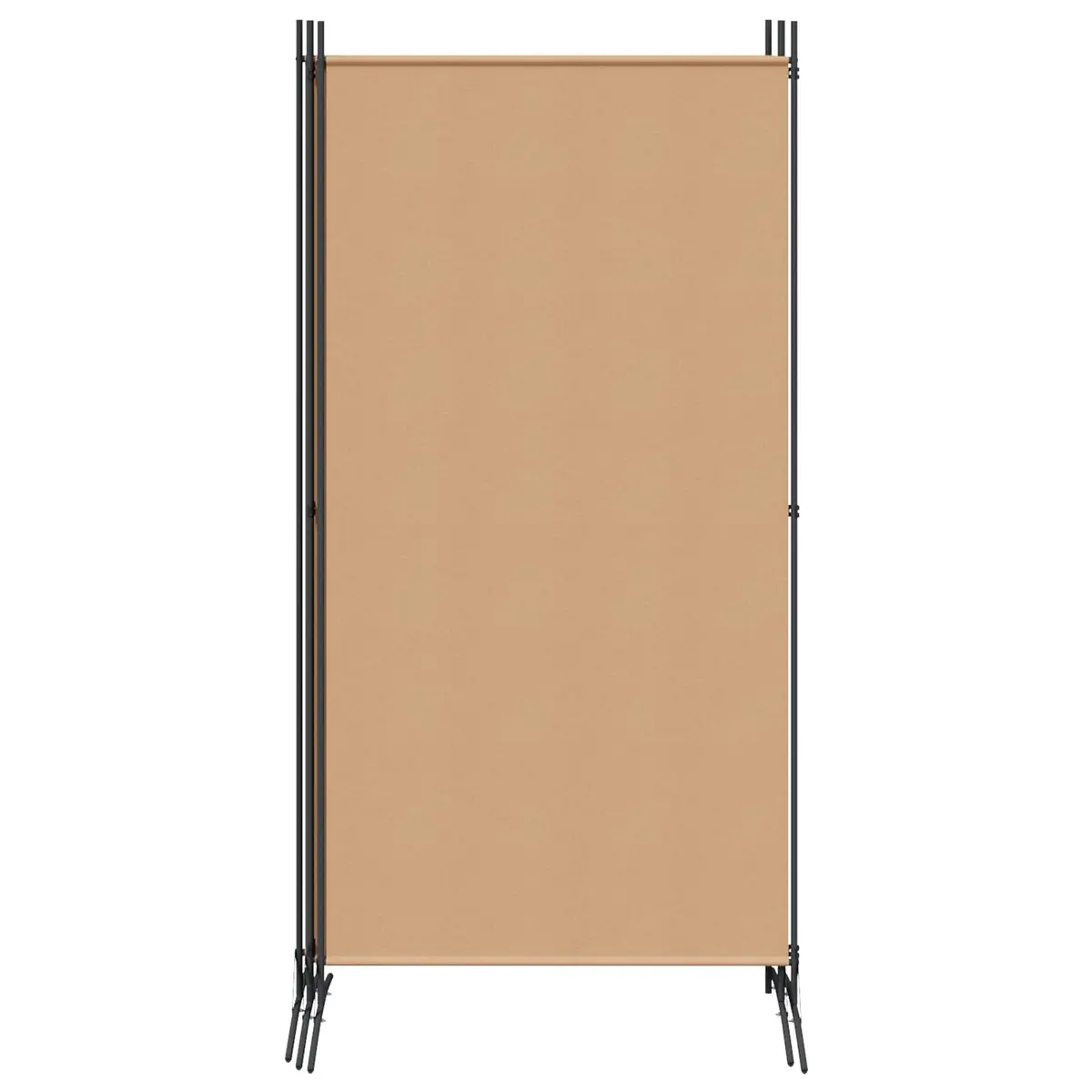 4-Panel Room Divider Fabric Beige Folding Privacy Screen Steel Frame 346x180cm