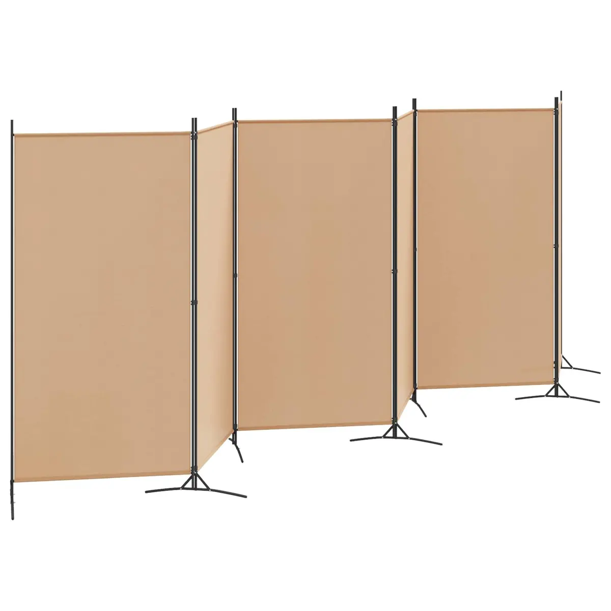 Folding Privacy Screen 6 Panels Fabric Polyester Beige Indoor Room Divider 520 x 180 cm