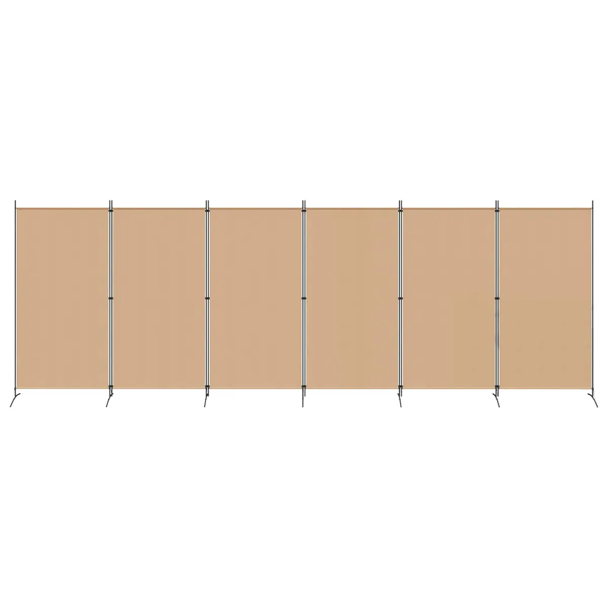 Folding Privacy Screen 6 Panels Fabric Polyester Beige Indoor Room Divider 520 x 180 cm