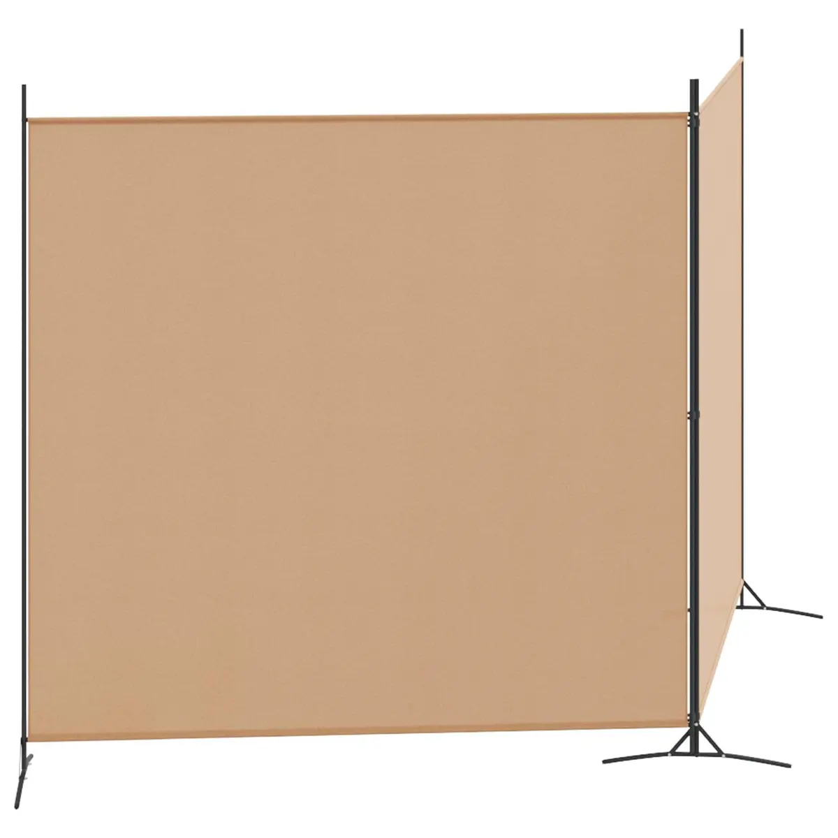 Room Divider 2-Panel Folding Privacy Screen Polyester Fabric Powder-Coated Iron Frame Beige 348 x 180 cm