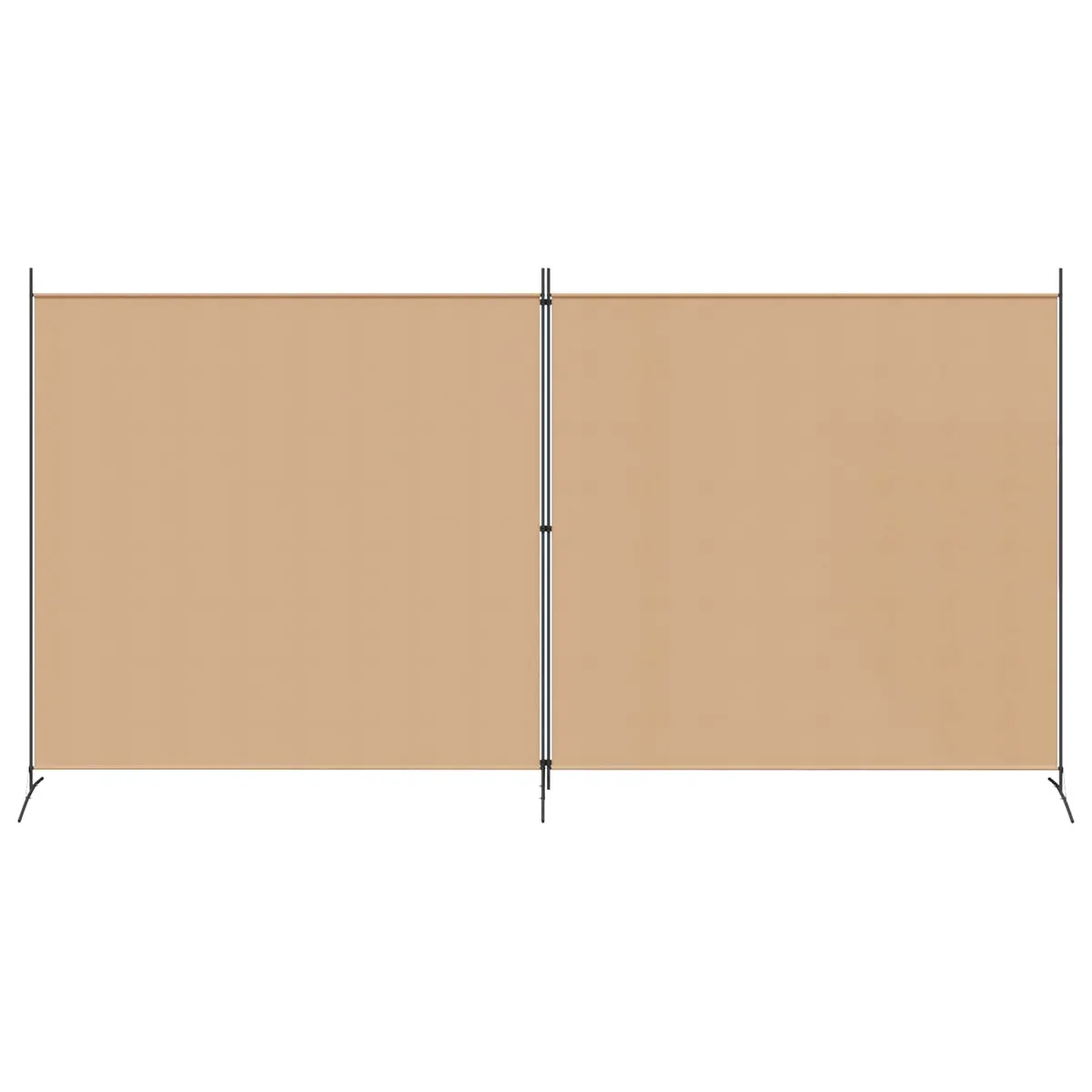 Room Divider 2-Panel Folding Privacy Screen Polyester Fabric Powder-Coated Iron Frame Beige 348 x 180 cm