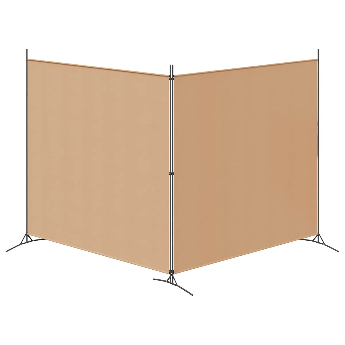 Room Divider 2-Panel Folding Privacy Screen Polyester Fabric Powder-Coated Iron Frame Beige 348 x 180 cm