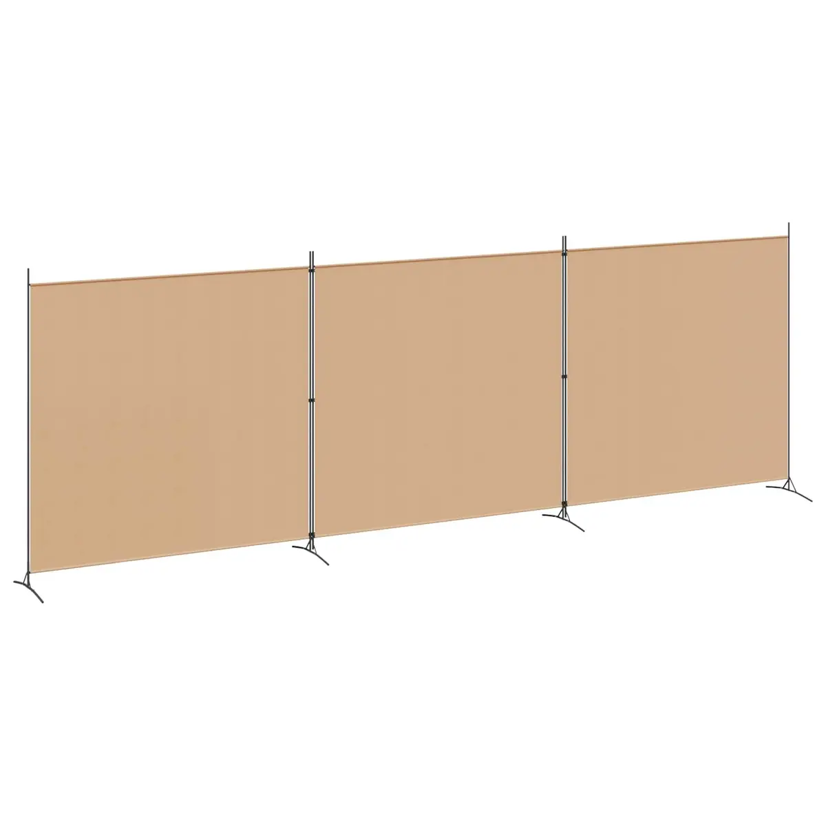 Room Divider Folding Screen 4-Panel Polyester Fabric Beige 525 x 180 cm