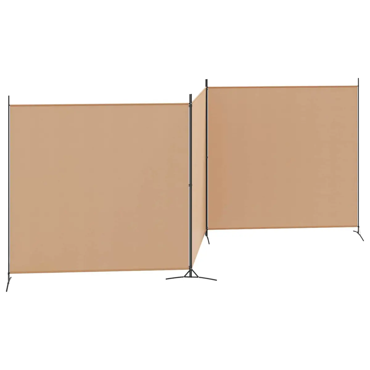 Room Divider Folding Screen 4-Panel Polyester Fabric Beige 525 x 180 cm