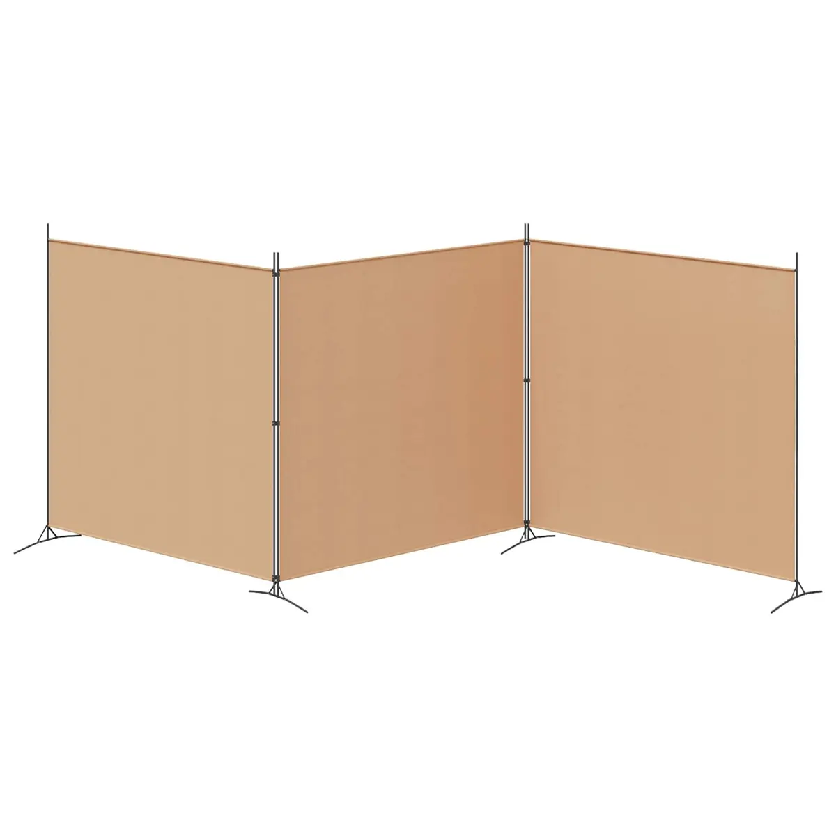 Room Divider Folding Screen 4-Panel Polyester Fabric Beige 525 x 180 cm