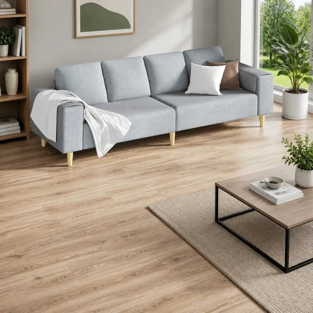 Self-Adhesive PVC Flooring Planks Grey Indoor Modern Floor Covering 18 Pieces